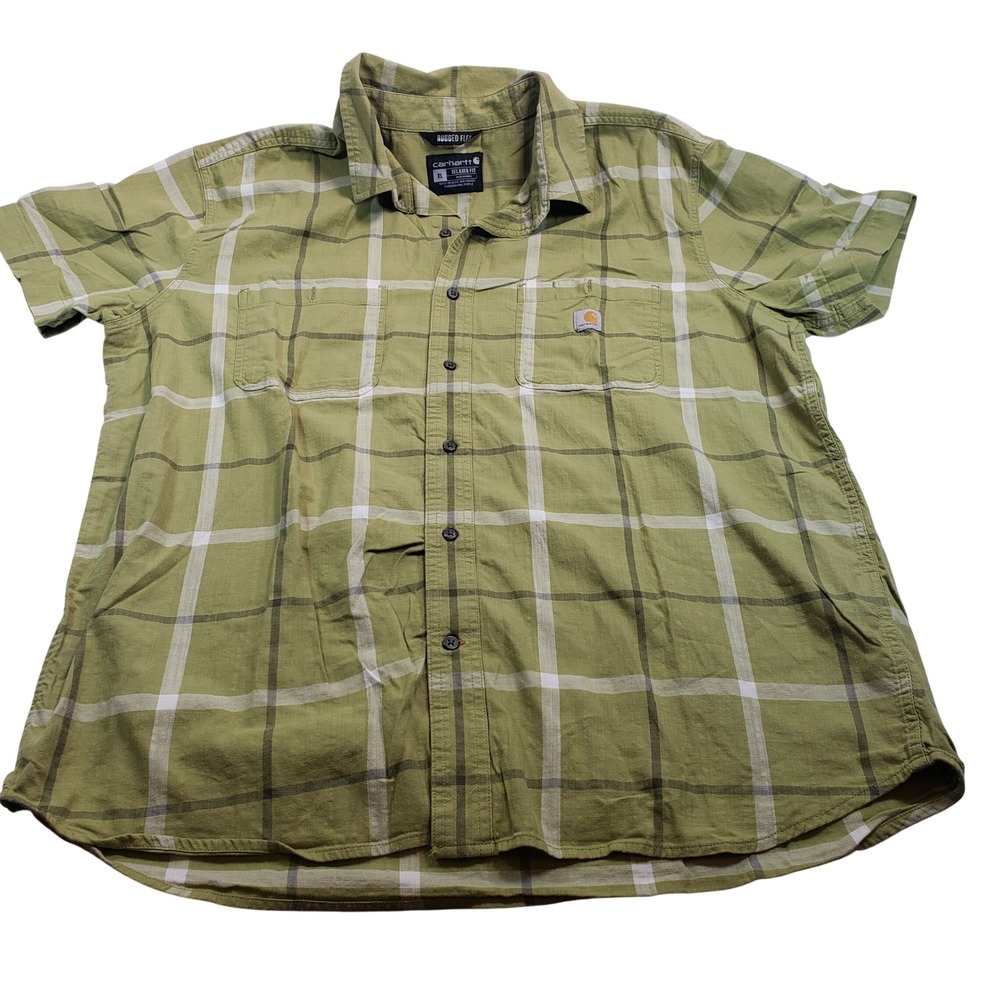 Carhartt Relaxed Fit Rugged Flex Plaid Short‎ Sleeve Button Up Shirt XL